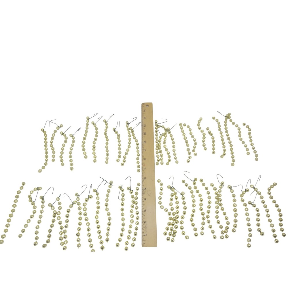 Unbranded Beaded Icicle Ornaments Gold Excellent 30pc Set Holiday Decor